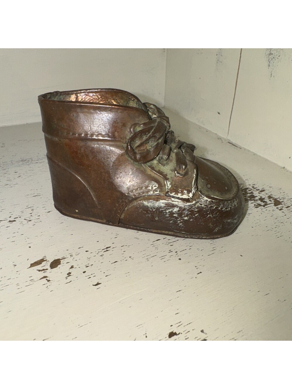 Vintage Baby Shoe Brass Bronze Coated Plated Room Decor Midcentury Sculpture